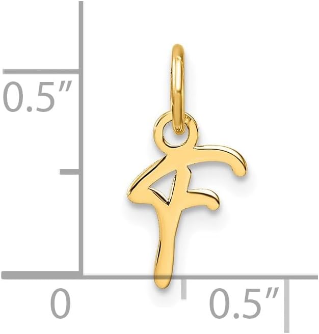 Jewelry Affairs 14K Yellow Gold Script Alphabet Initial Letter Charm Pendant, 14mm