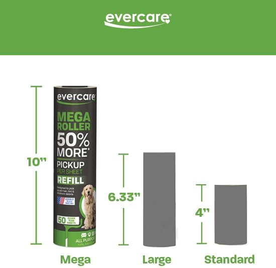 Evercare Pack of 6 10" Wide Large Surface Mega Pet Roller Refill, 50 Sheets Each (300 Sheets Total)-PurrikoPets