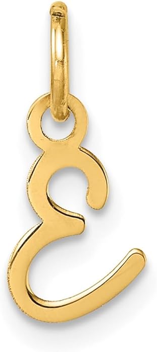 Jewelry Affairs 14K Yellow Gold Script Alphabet Initial Letter Charm Pendant, 14mm