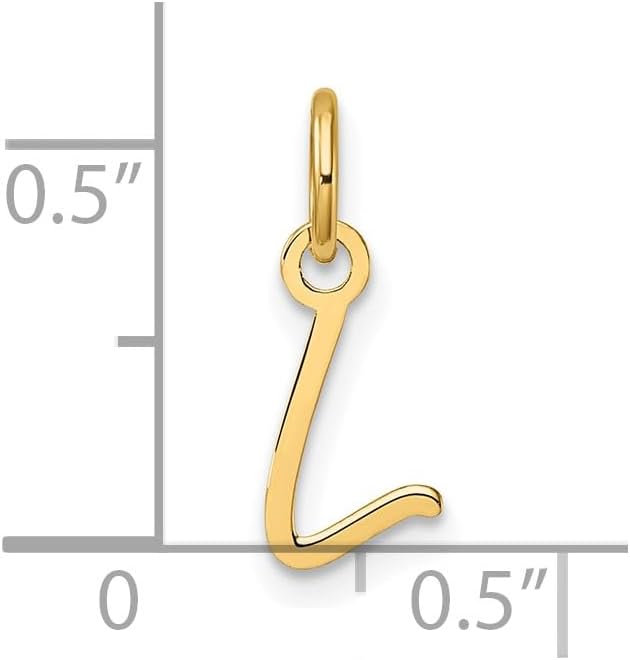 Jewelry Affairs 14K Yellow Gold Script Alphabet Initial Letter Charm Pendant, 14mm