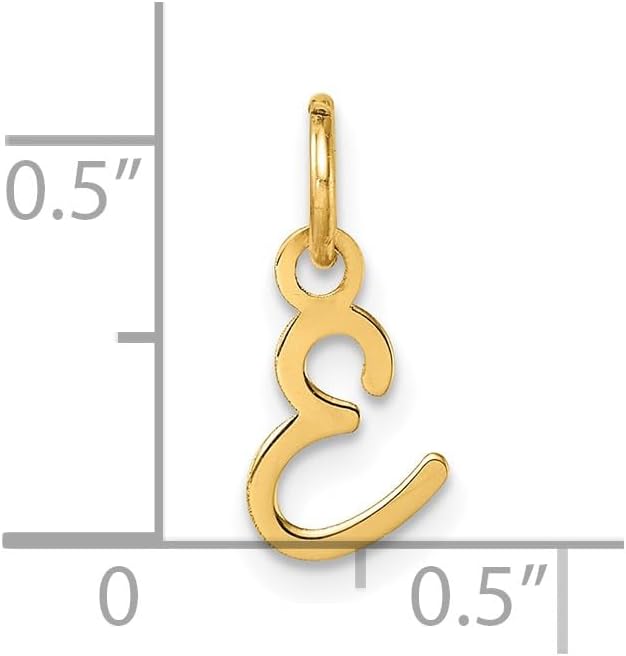 Jewelry Affairs 14K Yellow Gold Script Alphabet Initial Letter Charm Pendant, 14mm