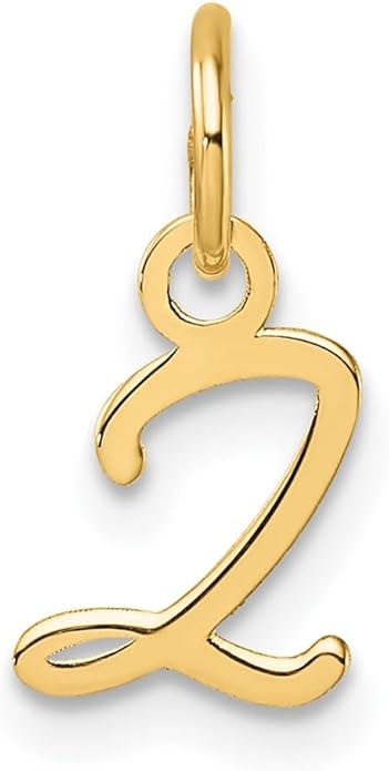 Jewelry Affairs 14K Yellow Gold Script Alphabet Initial Letter Charm Pendant, 14mm