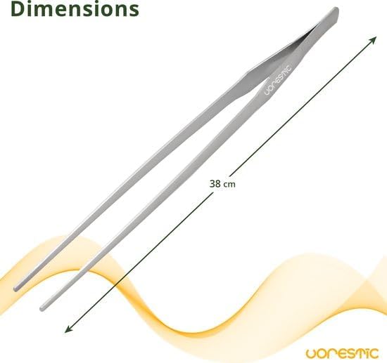 1PC Straight Aquarium Tweezers, 15" Long Tweezers for Terrarium, Stainless Steel Aquascape Tool for Planting Aquarium Plants, and Aquarium Maintenance-PurrikoPets