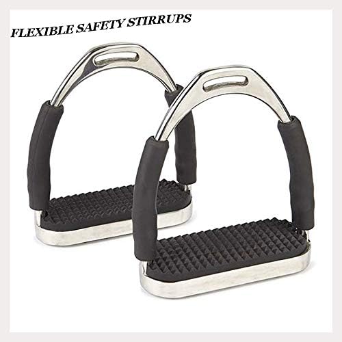 Flex Stainless English Saddle Stirrups Iron Pads Knee Ankle Stress Pain Relief-PurrikoPets