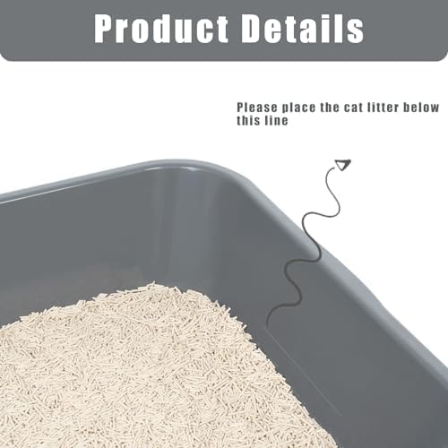 2 Pack of Extra Large Cat Litter Box (ABS Material), Low Entry Senior Litter Pen for Geriatric Kitty Big Cats, Jumbo Pet Safe Litter Boxes Tray for Indoor Pets Potty (Gray, 24" L x 20" W)-PurrikoPets