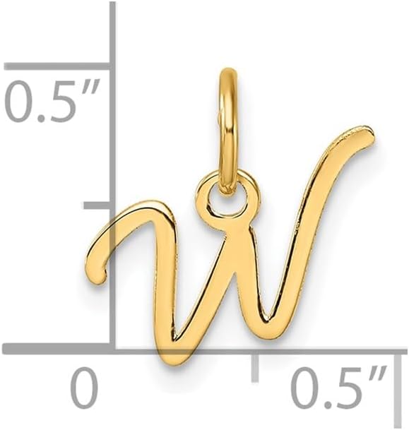 Jewelry Affairs 14K Yellow Gold Script Alphabet Initial Letter Charm Pendant, 14mm