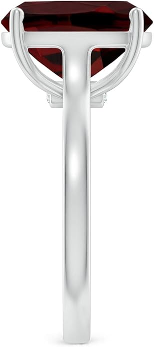 Angara Cushion Garnet Solitaire Ring in Sterling Silver/14K Solid Gold/Platinum | Natural Garnet Solitaire Ring for Women | January Birthday, Anniversary, Gemstone Jewelry Gift