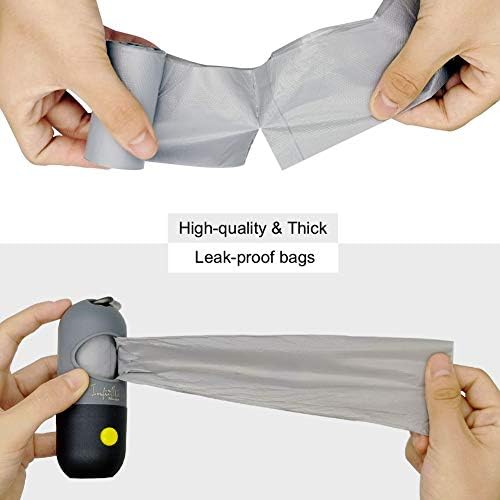 Dog Poop Bag Dispenser with Built-in LED Flashlight and Metal Clip for Leash, Pet Waste Bag Holder, Dog Walking Accessory (Black)-PurrikoPets