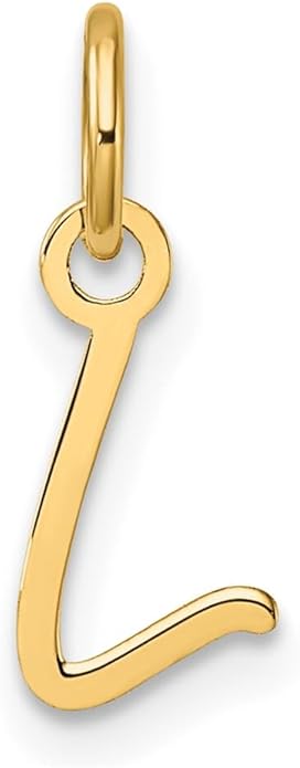 Jewelry Affairs 14K Yellow Gold Script Alphabet Initial Letter Charm Pendant, 14mm