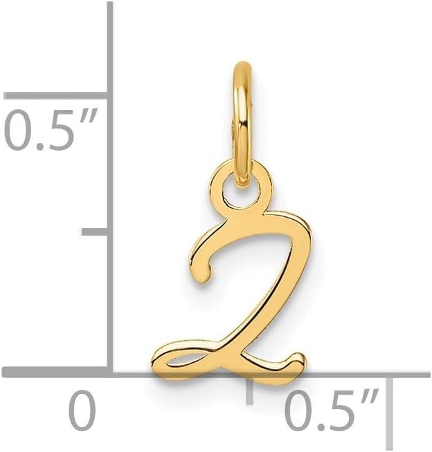 Jewelry Affairs 14K Yellow Gold Script Alphabet Initial Letter Charm Pendant, 14mm