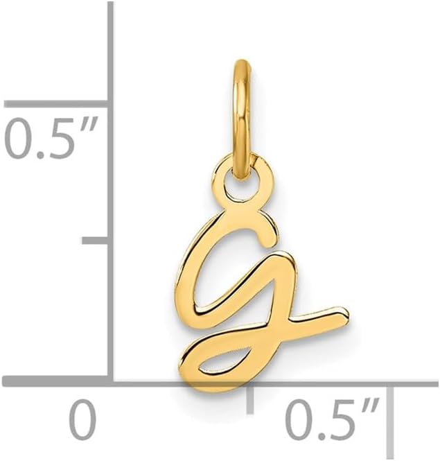 Jewelry Affairs 14K Yellow Gold Script Alphabet Initial Letter Charm Pendant, 14mm