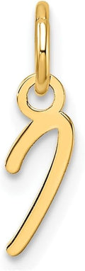 Jewelry Affairs 14K Yellow Gold Script Alphabet Initial Letter Charm Pendant, 14mm