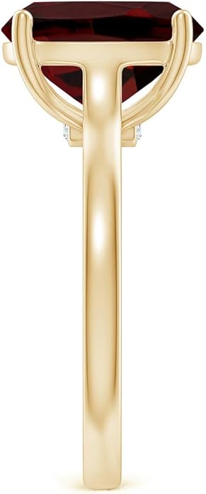 Angara Cushion Garnet Solitaire Ring in Sterling Silver/14K Solid Gold/Platinum | Natural Garnet Solitaire Ring for Women | January Birthday, Anniversary, Gemstone Jewelry Gift