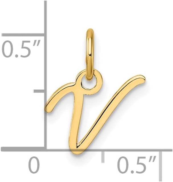 Jewelry Affairs 14K Yellow Gold Script Alphabet Initial Letter Charm Pendant, 14mm