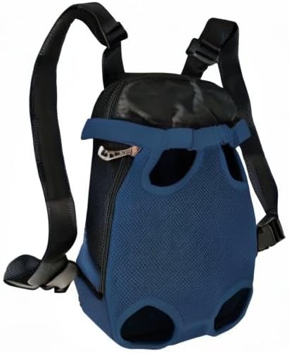 FEimaX Dog Carrier Backpack Pet Legs Out Front Cat Travel Bag, Adjustable Puppy Backpacks Carriers Hands-Free for Small Medium Dogs Cats Hiking Traveling Camping Daily Walking (Small, Navy)-PurrikoPets