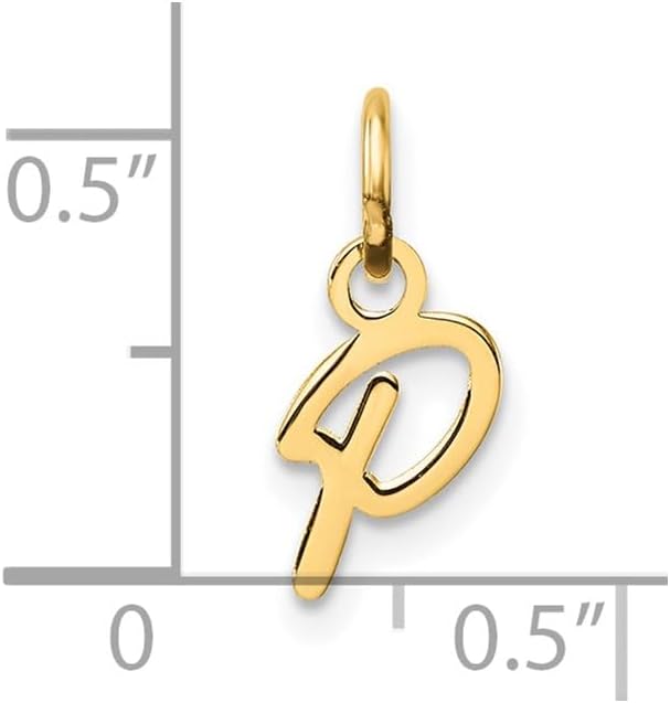 Jewelry Affairs 14K Yellow Gold Script Alphabet Initial Letter Charm Pendant, 14mm
