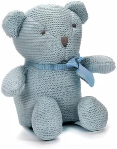 100% Organic Cotton Baby Toys Blue Teddy Bear 6.5" Stuffed Animals for Newborn-PurrikoPets