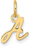 Jewelry Affairs 14K Yellow Gold Script Alphabet Initial Letter Charm Pendant, 14mm
