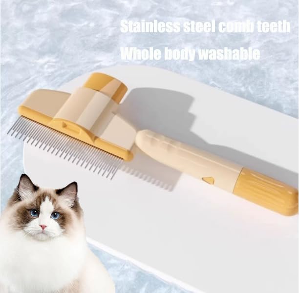 2PCS Self CleaningPetComb Grooming Brush,PetComb for Dogs & Cats, Brush for Cats, Cat dog comb Pet Grooming for Massaging and Cleaning Shedding Hair (Green+Yellow)-PurrikoPets