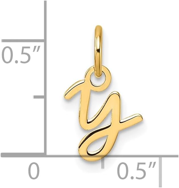 Jewelry Affairs 14K Yellow Gold Script Alphabet Initial Letter Charm Pendant, 14mm