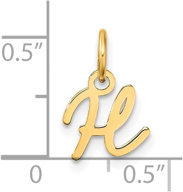Jewelry Affairs 14K Yellow Gold Script Alphabet Initial Letter Charm Pendant, 14mm