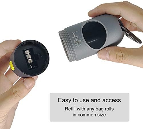 Dog Poop Bag Dispenser with Built-in LED Flashlight and Metal Clip for Leash, Pet Waste Bag Holder, Dog Walking Accessory (Black)-PurrikoPets