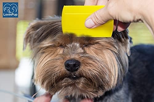 Dog Flea Comb for Grooming, Lice Comb for Dogs, Double Sided Professional Comb Set to Remove Fleas and Lice, Fine Tooth Comb for Large or Small Cats and Dogs-PurrikoPets