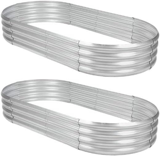 2Pack Raised Garden Bed 6×3×1FT,Galvanized Planter Box Oval Large Matel Steel Backyard Beds Outdoor for Vegetables,Flowers,Herbs,Plant-PurrikoPets