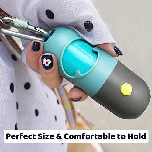 Dog Poop Bag Dispenser with Built-in LED Flashlight and Metal Clip for Leash, Pet Waste Bag Holder, Dog Walking Accessory (Cystal Blue)-PurrikoPets