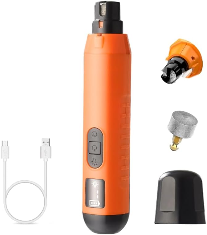 Dog Nail Grinder 5-Speed Upgrade - Professional Rechargeable pet Nail Trimmer with 2 LED Lights Ultra Quiet and Low Vibration Providing Painless Beauty for Large Medium and Small Dogs and Cats-PurrikoPets