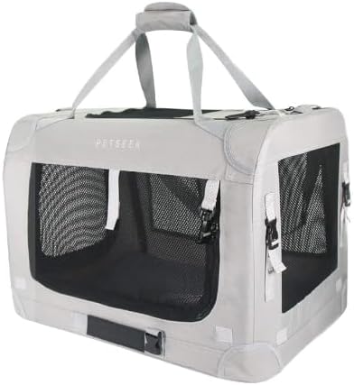 Extra Large Cat Carrier Soft Sided, Portable Small Dog Carrier for 2 Cats, 24"x16.5"x16" Car Travel Folding Comfortable Design, Grey with 2 Cover-PurrikoPets