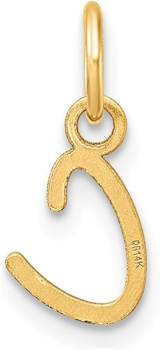 Jewelry Affairs 14K Yellow Gold Script Alphabet Initial Letter Charm Pendant, 14mm