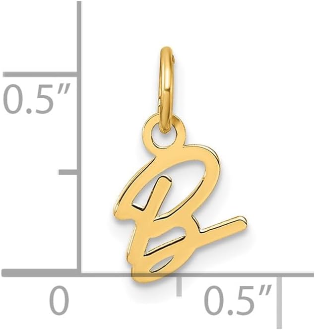 Jewelry Affairs 14K Yellow Gold Script Alphabet Initial Letter Charm Pendant, 14mm