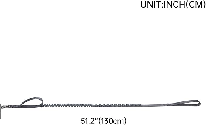 EXCELLENT ELITE SPANKER Tactical Bungee Dog Leash Military Adjustable Dog Leash Quick Release Elastic Leads Rope with 2 Control Handle（Grey-PurrikoPets