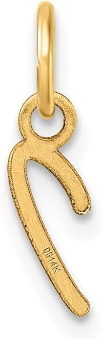 Jewelry Affairs 14K Yellow Gold Script Alphabet Initial Letter Charm Pendant, 14mm