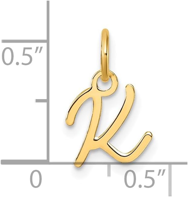 Jewelry Affairs 14K Yellow Gold Script Alphabet Initial Letter Charm Pendant, 14mm