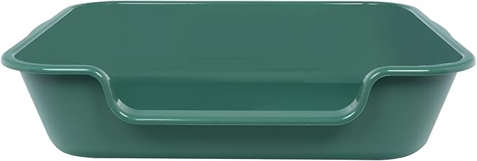 1 Pack of Extra Large Cat Litter Box (ABS Material), Low Entry Senior Litter Pen for Geriatric Kitty Big Cats, Jumbo Pet Safe Litter Boxes Tray for Indoor Pets Potty (Green, 24" L x 20" W)-PurrikoPets