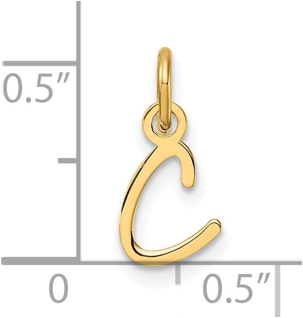 Jewelry Affairs 14K Yellow Gold Script Alphabet Initial Letter Charm Pendant, 14mm