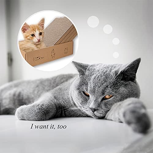 4 Packs in 1 Cat Scratch Pad with Box, Cat Scratcher Cardboard,Reversible,Durable Recyclable Cardboard, Suitable for Cats to Rest, Grind Claws and Play with Scratch Box-PurrikoPets