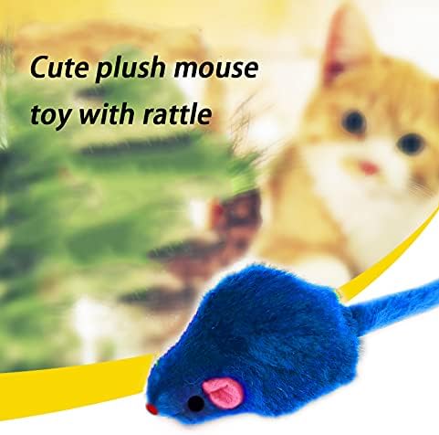 Furry Cat Toys Mice Rattle Interactive Mouse Toy for Indoor Cats Catnip Ball Pet Play Fur Ball Rabbit Assorted Color-PurrikoPets