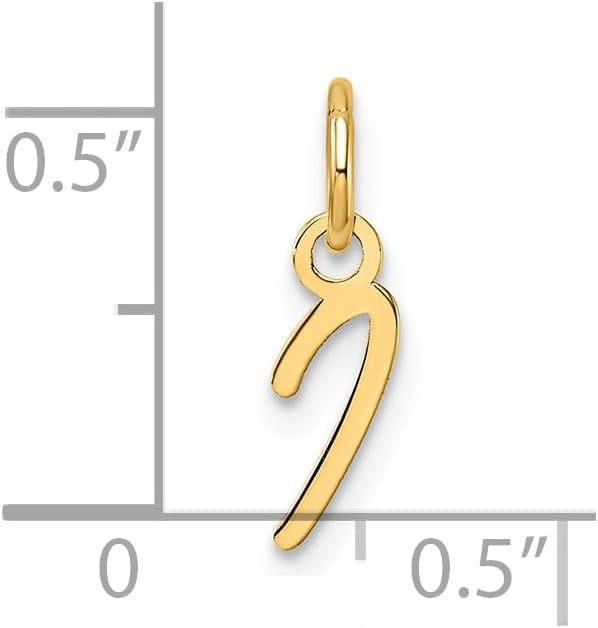 Jewelry Affairs 14K Yellow Gold Script Alphabet Initial Letter Charm Pendant, 14mm