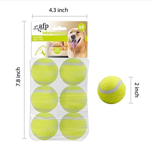 ALL FOR PAWS Dog Tennis Balls for Dogs, Great for Mini Ball Launcher, 6 Pack 2 Inch Tennis Balls-PurrikoPets