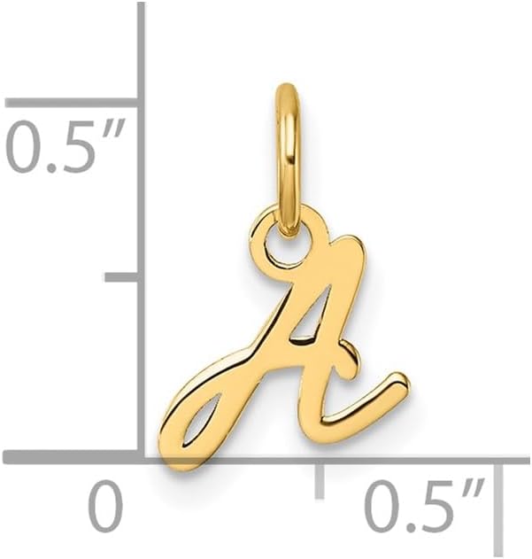 Jewelry Affairs 14K Yellow Gold Script Alphabet Initial Letter Charm Pendant, 14mm
