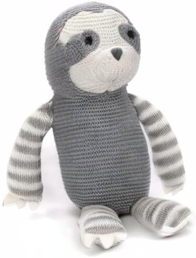 100% Organic Cotton Baby Toys 7.1" Sloth Stuffed Animal for Newborn (Grey)-PurrikoPets