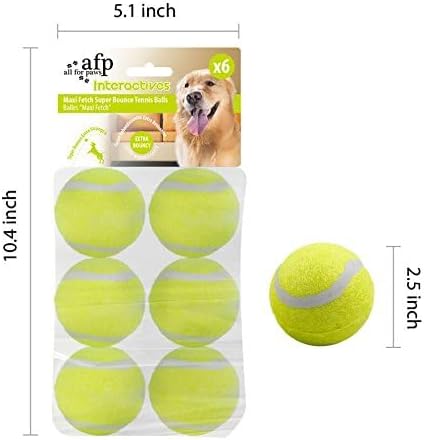 ALL FOR PAWS Interactive Super Bounce Tennis Balls Dog Toy, Pet Safe Toys for Exercise and Training, 2.5 Inch Diameter (6 Pack)-PurrikoPets
