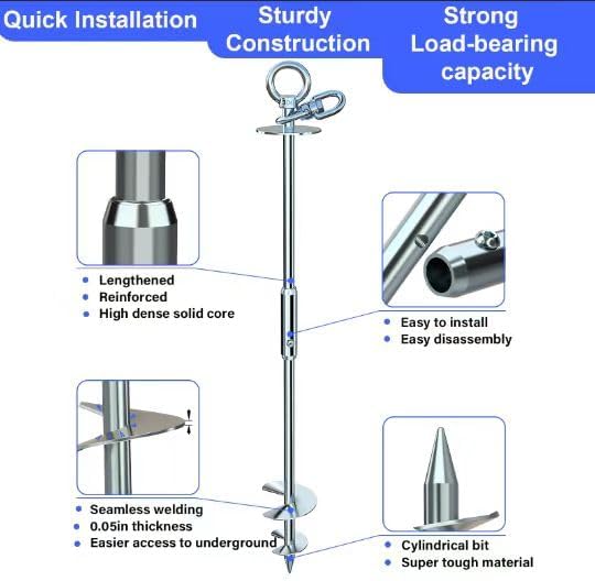 Dog Tie Out Stake for Yard,(up to 300lbs),360° Swivel Dog Run Anchor,Use Any Tie Out Cable or Yard Leash- Outdoor Camping(Anchor Only)-PurrikoPets