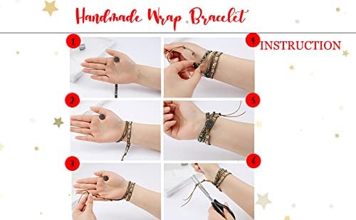 YGLINE Boho Handmade Wrap Leather Tube Crystal Stone Bracelet for Women