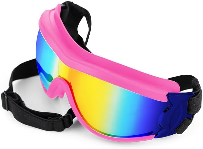Dog Sunglasses for Large and Medium Breed, Dog Goggles for Large Dogs, Sun Protection, Windproof, Waterproof, Dustproof and Anti-Fog with Adjustable Strap for Driving, Motorcycle (Pink)-PurrikoPets