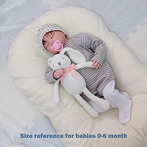 100% Organic Cotton Baby Toys White Bunny Rabbit Stuffed Animal for Newborn 7.1"-PurrikoPets