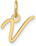 Jewelry Affairs 14K Yellow Gold Script Alphabet Initial Letter Charm Pendant, 14mm